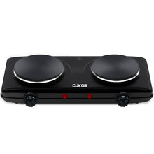 Load image into Gallery viewer, CUKOR Double Cast Iron 2 Burner, 1800W Countertop Burner, Dual Electric Stove Burners, Portable Double Burner for Cooking
