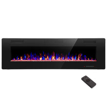 Load image into Gallery viewer, R.W.FLAME 60&quot; Recessed and Wall Mounted Electric Fireplace, Low Noise, Fit for 2 x 6 Stud, Remote Control with Timer, Touch Screen, Adjustable Flame Color and Speed, 750-1500W
