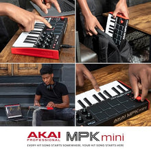 Load image into Gallery viewer, AKAI Professional MPK Mini MK3 - 25 Key USB MIDI Keyboard Controller With 8 Backlit Drum Pads, 8 Knobs and Music Production Software Included
