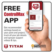 Load image into Gallery viewer, Titan Tool ControlMax 1500 0580005 High Efficiency Airless Paint Sprayer, HEA technology decreases overspray by up to 55% while delivering softer spray providing a consistent spray pattern
