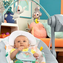 Load image into Gallery viewer, Bright Starts Portable Automatic 6-Speed Baby Swing with Adaptable Speed, Taggies, Music, Removable-Toy-Bar, 0-9 Months 6-20 lbs (Whimsical Wild)
