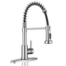 Load image into Gallery viewer, WEWE Kitchen Faucets, Commercial Brushed Nickel Stainless Steel Pull Down Sprayer Single Hole Single Handle RV Farmhouse Laundry Outdoor Faucet for Kitchen Sink, llaves para fregaderos de cocina
