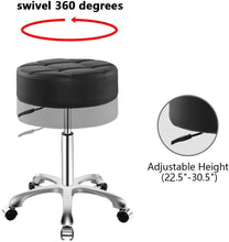 Load image into Gallery viewer, Rolling Adjustable Stool for Work Medical Tattoo Salon Office,Heavy Duty Esthetician Hydraulic Chair Stool with Wheels (Black)
