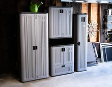 Load image into Gallery viewer, Suncast Indoor/Outdoor Resin Single-Drawer Storage Cabinet, Platinum Metallic
