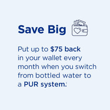 Load image into Gallery viewer, PUR 30-Cup Water Filter Dispenser with 1 Genuine PUR Filter, Large 30-Cup Capacity, 2-in-1 Powerful, Faster Filtration, Lasts 2 Months or 40 Gallons, Dishwasher Safe, White/Blue (DS1800Z)
