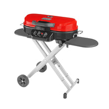 Load image into Gallery viewer, Coleman Roadtrip 285 Portable Stand-Up Propane Grill, Gas Grill with 3 Adjustable Burners and Instastart Push-Button Ignition; Grease Tray, Side Tables, Thermometer, Folding Legs &amp; Wheels Included
