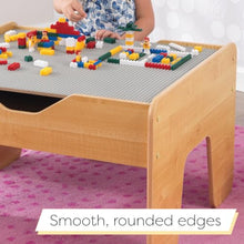 Load image into Gallery viewer, KidKraft Reversible Wooden Activity Table with Board with 195 Building Bricks – Gray &amp; Natural, Gift for Ages 3+
