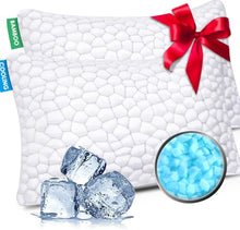Load image into Gallery viewer, SUPA MODERN Cooling Bed Pillows for Sleeping 2 Pack Shredded Memory Foam Pillows Adjustable Cool Pillow for Side Back Stomach Sleepers Luxury Gel Pillows Queen Size Set of 2 Washable Removable Cover
