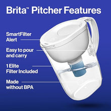 Load image into Gallery viewer, Brita Everyday Elite Water Filter Pitcher with SmartLight Filter Change Indicator, BPA-Free, Reduces 99% of Lead, Lasts Six Months, Includes 1 Filter, Large - 10-Cup, White
