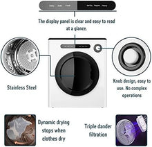 Load image into Gallery viewer, OOTDAY Portable Clothes Dryer, Front Load Compact Laundry Dryers with Exhaust Pipe, 850W, ABS Control Panel, 9lbs Compact Dryer for Apartments, Home, Dorm, White
