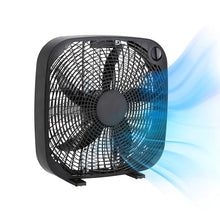 Load image into Gallery viewer, Amazon Basics 20-Inch Box fan, 3 Speeds, 5 Blades, Lightweight Design, Black, 67 Watts, 6.8&quot;D x 20.86&quot;W x 21.33&quot;H
