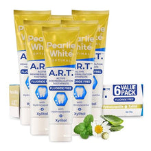 Load image into Gallery viewer, Pearlie White Active Remineralization Fluoride Free Toothpaste | 3.8oz/110gm | Remineralizing Toothpaste for Tooth Enamel Repair | Helps Remove Stains | Contains Hydroxyapatite and Xylitol | Pack of 6
