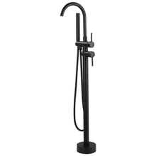 Load image into Gallery viewer, FGKQ Free Standing Tub Faucet Matte Black Floor Mounted Bathroom Bathtub Faucet Set with Hand Shower, 2 Handle Tub Filler
