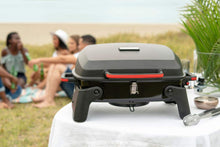 Load image into Gallery viewer, Megamaster 820-0065C 1 Burner Portable Gas Grill for Camping, Outdoor Cooking , Outdoor Kitchen, Patio, Garden, Barbecue with Two Foldable legs, Red + Black
