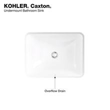 Load image into Gallery viewer, KOHLER 20000-0 Caxton Rectangle Undermount Bathroom Sink with Overflow Drain, 20-1/4&quot; W x 15-11/16&quot; D, White
