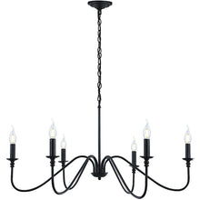 Load image into Gallery viewer, Black Chandelier,6-Light Rustic Industrial Iron Chandeliers for Dining Room Lighting Fixtures Hanging,Candle Hanging Hallway, Living Room, Foyer, Bedroom, Office, Bar,Island Lights

