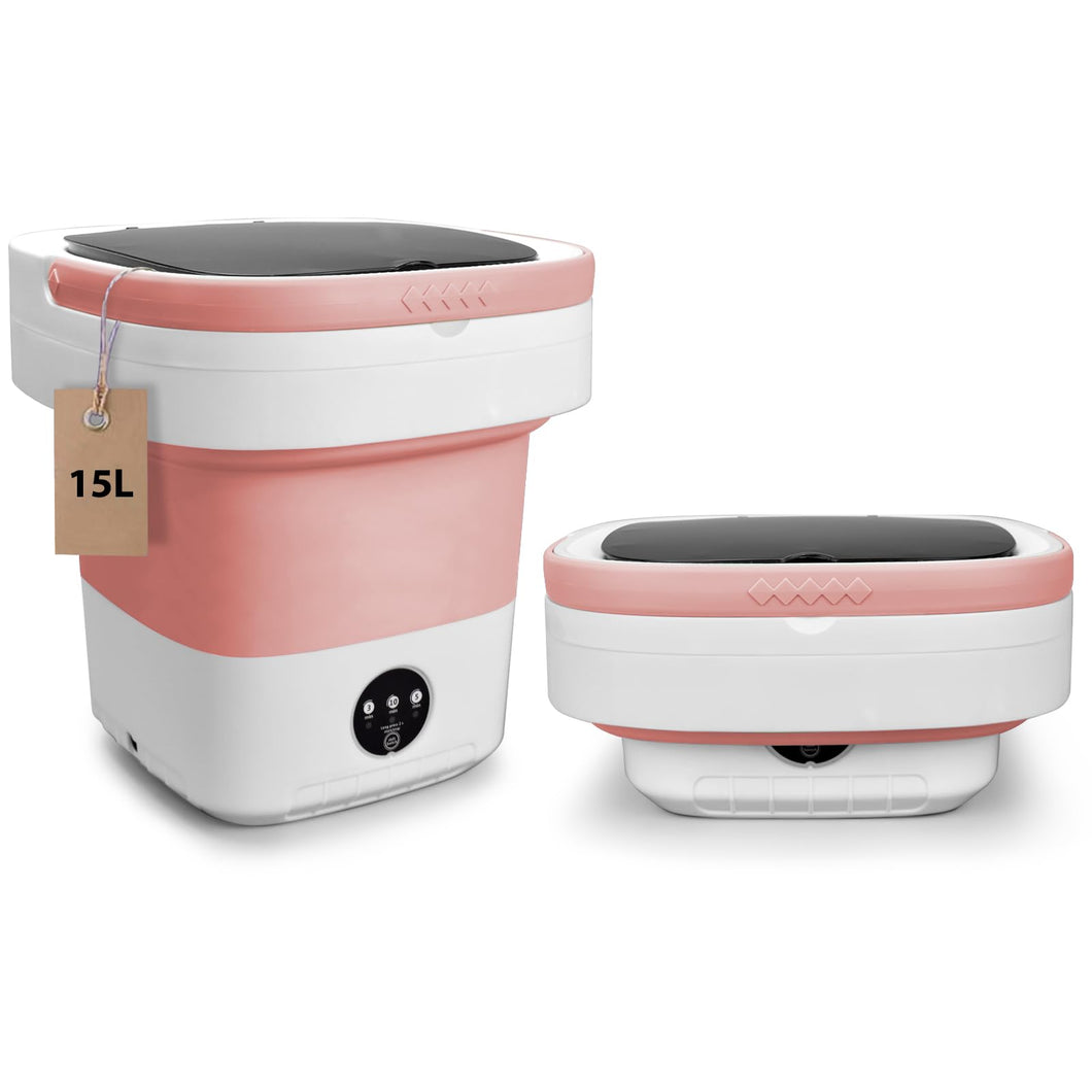 Portable Washing Machine, Upgraded 15L Mini Washer and Spin Dryer with Deep Cleaning of Underwear, Baby Clothes and Small Items, Foldable Small Washer for Apartments, Dorm,RV, Travel, Laundry,Camping