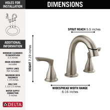 Load image into Gallery viewer, Delta Faucet Broadmoor Pull Down Bathroom Faucet Brushed Nickel, Bathroom Faucet, Widespread Bathroom Faucet 3 Hole with Magnetic Docking, Bathroom Sink Faucet, SpotShield Stainless 35765LF-SPPD
