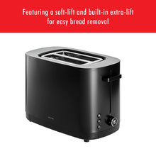 Load image into Gallery viewer, ZWILLING Enfinigy 2 Slice Toaster with Extra Wide 1.5&quot; Slots for Bagels, 7 Toast Settings, Even Toasting, Reheat, Cancel, Defrost, Black
