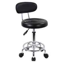 Load image into Gallery viewer, KKTONER PU Leather Modern Rolling Stool with Low Back Height Adjustable Work Salon Drafting Swivel Task Chair with Footrest (Black)
