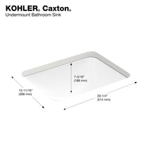 Load image into Gallery viewer, KOHLER 20000-0 Caxton Rectangle Undermount Bathroom Sink with Overflow Drain, 20-1/4&quot; W x 15-11/16&quot; D, White
