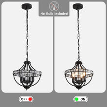 Load image into Gallery viewer, Crystal Chandelier Light Fixtures, 4-Lights Farmhouse Rustic Vintage Black Pendant Hanging Lighting Ceiling Chandeliers for Kitchen Island Dining Room Living Room Bedroom Foyer Hallway
