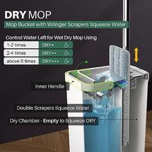 Load image into Gallery viewer, JOYMOOP Mop and Bucket with Wringer Set, White Flat Squeeze Mop Bucket Set for Floor Cleaning, Wet Dry Mop for Wall Cleaner with Long Handle, Hardwood Floor Mop with 4 Microfiber Cloths
