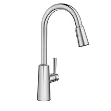 Load image into Gallery viewer, Moen Riley Chrome One-Handle Pulldown Kitchen Faucet Featuring Power Boost for a Faster Clean and Reflex Docking System for the Spray Head, Modern Kitchen Sink Faucet, 7402C
