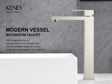 Load image into Gallery viewer, KENES Brushed Nickel Vessel Sink Facuet Single Handle Tall Bathroom Sink Faucet Vanity Bathroom Faucet Basin Mixer Tap with Water Supply Hose and Pop Up Sink Drain, LJ-9031A
