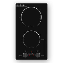 Load image into Gallery viewer, VBGK 2 burner Induction cooktop,110V 2300W double burner hot plate with LED Touch Screen, 9 Power Levels, Kids Lock &amp; Timer, Overheat Protection, knob and touch control Double Induction Cooktop
