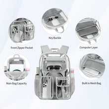 Load image into Gallery viewer, Heavy Duty Clear Backpack Clear BookBag,16 x11 x5inch TPU Large Capacity See Through Backpack for Sport Events,Travel (Grey)
