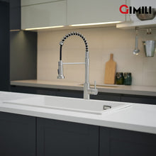 Load image into Gallery viewer, GIMILI Kitchen Faucet with Pull Down Sprayer High Arc Single Handle Spring Kitchen Sink Faucet Brushed Nickel Modern Stainless Steel Kitchen Faucets
