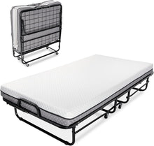Load image into Gallery viewer, Milliard Deluxe Diplomat Folding Bed – Twin Size - with Luxurious Memory Foam Mattress and a Super Strong Sturdy Frame – 75” x 38
