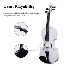 Load image into Gallery viewer, ADM Acoustic Violin for Kids Beginners, Acoustic Violin Fiddle for Teens Students Beginners Violin Starter Kit with Hard Case, Rosin, Shoulder Rest, Bow, Violin Music Stand Strings (White, 3/4 Size)
