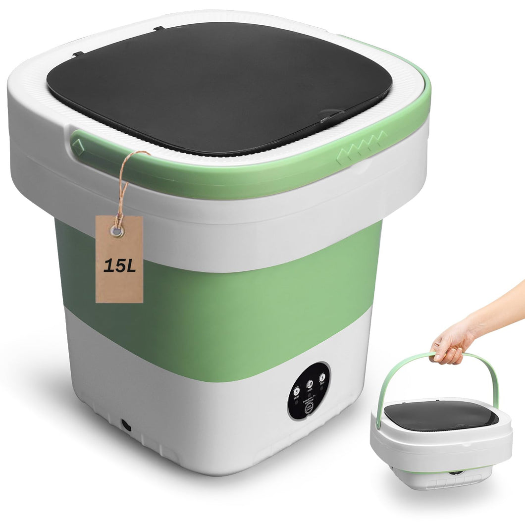 Portable Washing Machine, Mini 15L Foldable Washer and Dryer with 3 Modes Deep Cleaning, Upgraded Small Collapsible Laundry for Travel, Sutiable for Underwear,Baby Clothes,Socks or Other Small Items