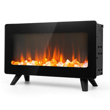Load image into Gallery viewer, 16&quot; Small Electric Fireplace Heater - Desk Space Heater with Realistic Led 3D Flames, Freestanding Fire Places Electric Fireplace Stove, Infrared Heater Indoor, 1500w, Overheating Protection
