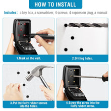 Load image into Gallery viewer, BKNOOU Key Lock Box Wall Mount with Code, Key Lock Box for Outside, Waterproof Key Safe Extra Large Lockbox for Keys Outdoor, 12-Digit Combination Key Storage Box Spare Key Hider for Home Garage
