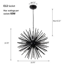 Load image into Gallery viewer, CM MZY Modern Black Sputnik Chandeliers, 9-Light Satellite Pendant Light fixtures, Starburst Firework Ceiling Lights for Bedroom Living Room Dining Room Kitchen Island Hallway, E12 Socket(Dia:19.7&#39;&#39;)
