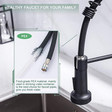Load image into Gallery viewer, WEWE Kitchen Faucets with Pull Down Sprayer Commercial Industrial Stainless Steel Single Handle Single Hole Spring Farmhouse RV Sink Faucet, Matte Black
