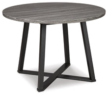 Load image into Gallery viewer, Signature Design by Ashley Centiar Mid Century Round Dining Room Table with Metal Legs, Gray &amp; Black
