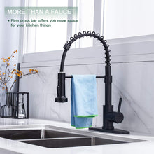 Load image into Gallery viewer, WEWE Kitchen Faucets with Pull Down Sprayer Commercial Industrial Stainless Steel Single Handle Single Hole Spring Farmhouse RV Sink Faucet, Matte Black
