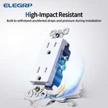 Load image into Gallery viewer, ELEGRP Decorator Receptacle, 15A 125V Standard Electrical Wall Outlet, 2 Pole 3 Wire, No-Tamper Resistant, NEMA 5-15R, Self-Grounding Residential Grade Outlet, UL (Glossy White, 20 Pack)
