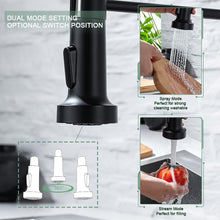 Load image into Gallery viewer, WEWE Kitchen Faucets with Pull Down Sprayer Commercial Industrial Stainless Steel Single Handle Single Hole Spring Farmhouse RV Sink Faucet, Matte Black
