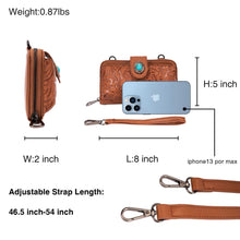 Load image into Gallery viewer, LAVAWA Women&#39;s Crossbody Handbag Small Vintage, Ladies Wallet Western Adjustable Phone Purse Clutch Turquoise Concho Embossed
