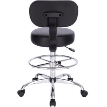 Load image into Gallery viewer, SUPERJARE Drafting Chair with Back, Adjustable Foot Rest Rolling Stool, Multi-Purpose Office Desk Chair, Thick Seat Cushion for Home Bar Kitchen Shop - Black
