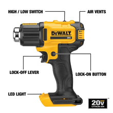 Load image into Gallery viewer, DEWALT 20V MAX Heat Gun, Cordless, Up to 990 Degrees, 42 Minutes of Run Time, LED Light, Bare Tool Only (DCE530B)
