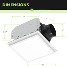 Load image into Gallery viewer, Homewerks 7141-110-G4 Bathroom Fan Integrated LED Light Ceiling Mount Exhaust Ventilation Whisper Quiet 2.0 Sones 110 CFM, White

