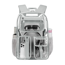Load image into Gallery viewer, Heavy Duty Clear Backpack Clear BookBag,16 x11 x5inch TPU Large Capacity See Through Backpack for Sport Events,Travel (Grey)
