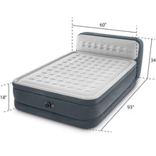 Load image into Gallery viewer, Intex 64447ED Dura-Beam Deluxe Ultra Plush Air Mattress with Headboard: Fiber-Tech – Queen Size – Built-in Electric Pump – 18in Bed Height – 600lb Weight Capacity
