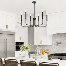 Load image into Gallery viewer, Black Chandelier, 6-Light Farmhouse Chandelier for Dining Room Lighting Fixtures Hanging, Dining Light Fixtures Industrial Modern Chandelier for Bedroom, Foyer, Hall, Kitchen, Living Room and Entryway
